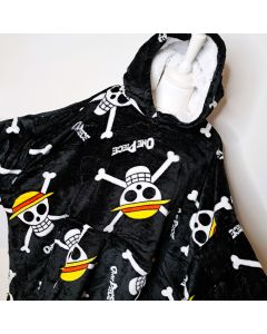 Poncho One Piece Black Skull Adult Size